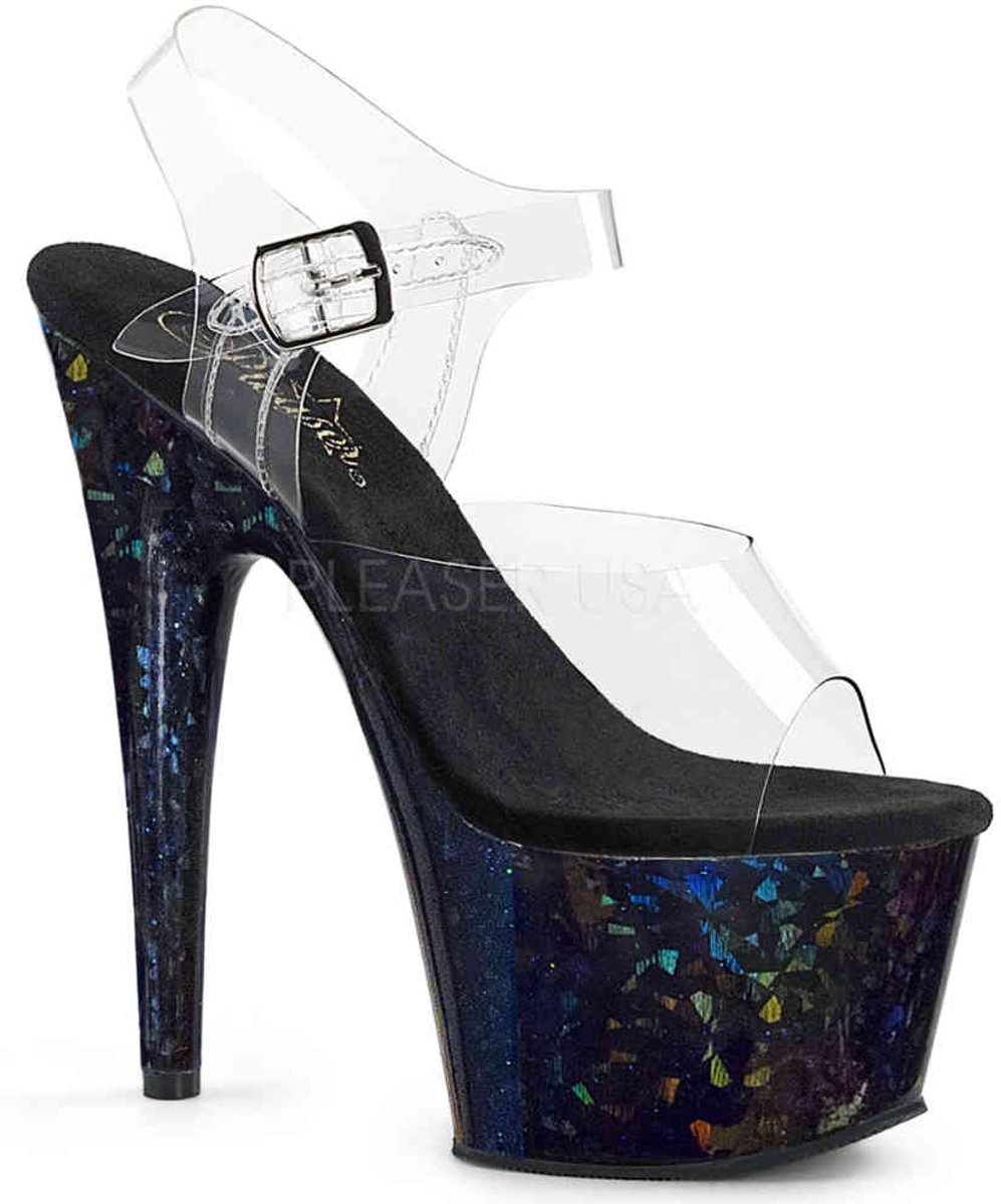 EU 36 = US 6 | ADORE-708HSP | 7 Heel, 2 3/4 PF Ankle Strap Sandal w/ Shatter Effect